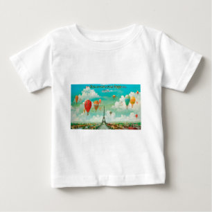PixDezines Vintage-Luftballons/Eiffelturm/Paris Baby T-shirt