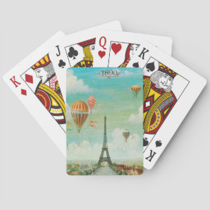 PixDezines Vintage-Luftballons/Eiffelturm/Paris Spielkarten