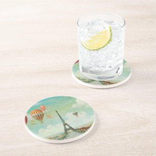 PixDezines vintage Luftballons/Eiffelturm/Paris Untersetzer