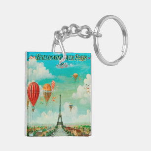 PixDezines Vintage-Luftballons über Paris Schlüsselanhänger