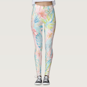 PixDezines Vintage Lush H2 Hawaii Blumige Blätter Leggings