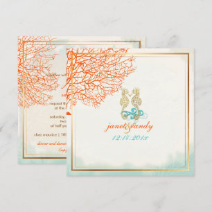 PixDezines vintage maui koralle+seepferdchen, stra Einladung