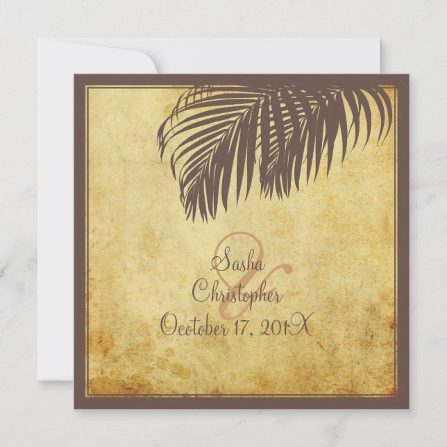 PixDezines Vintage Palmfronten/Imitat-Pergament Einladung (Vorderseite)