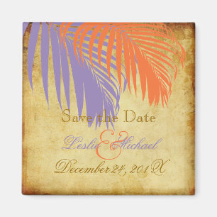 PixDezines Vintage Palmfronten, Save the Date Magnet