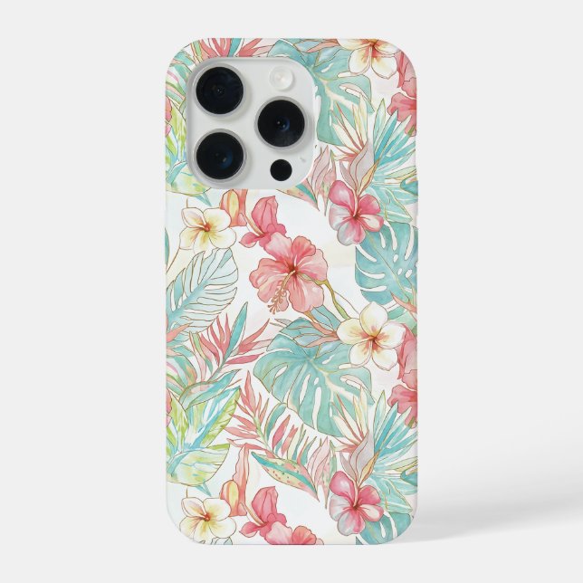 PixDezines Vintage Pastel H2 Hawaii Floral Foliage iPhone Hülle (Rückseite)