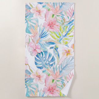 PixDezines Vintage Pastell H2 Hawaii Blumen Blattw Strandtuch