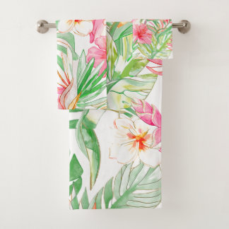 PixDezines Vintage Pastell H2 Hawaii Blumige Blätt Badhandtuch Set