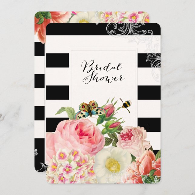 PixDezines Vintage Rose/Brautparty/ Einladung (Vorne/Hinten)