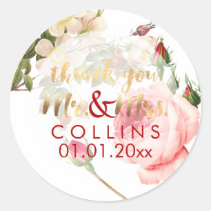 PixDezines Vintage Rose Danke Stickers