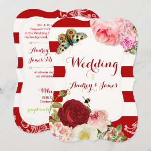 PixDezines Vintage Rose/Erbsen/Primaten Einladung