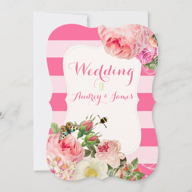 PixDezines Vintage Rose/Erbsen/Primaten Einladung (Vorderseite)