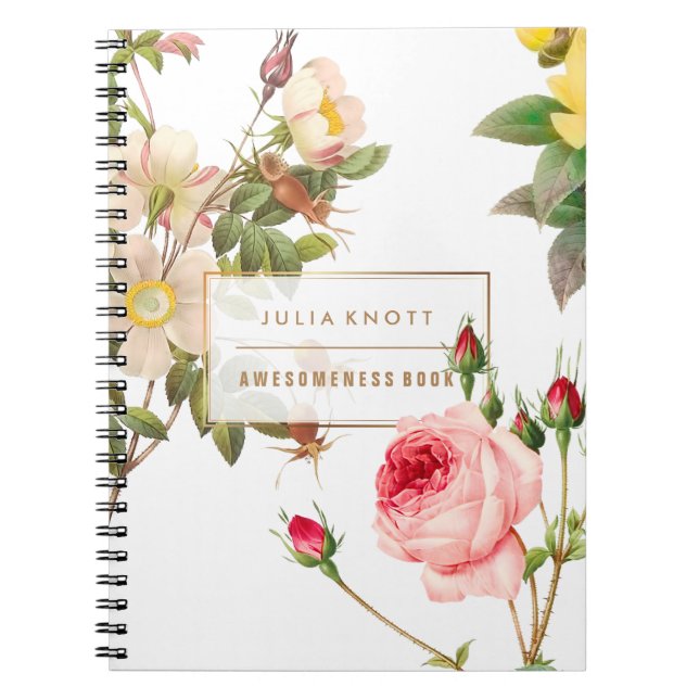 PixDezines Vintage Rose/Redoute Notizblock (Vorderseite)