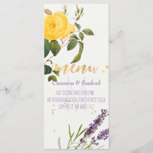 PixDezines Vintage Rosen/Lavendel/Speisekarte Menükarte