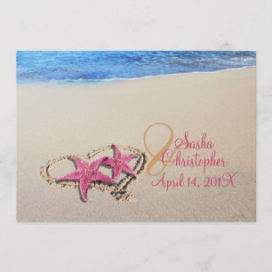 PixDezines vintage Seestern/Strandhochzeit Einladung