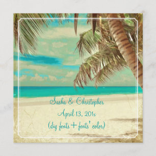 PixDezines vintage Strand, tropisches Paradies Einladung