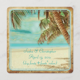 PixDezines vintage Strand, tropisches Paradies Einladung