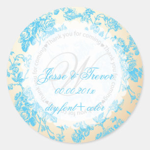 PixDezines vintage toile/aqua blau Runder Aufkleber