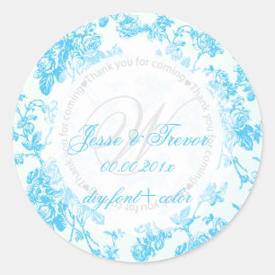 PixDezines vintage Toile/Aquablau Runder Aufkleber