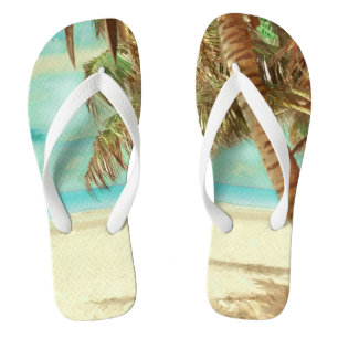 PixDezines vintage tropisches Paradies/Strand Flip Flops