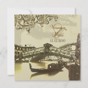PixDezines Vintage Venezia+Rialto-Brücke Einladung