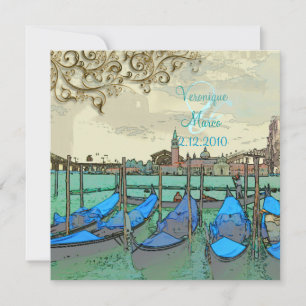 PixDezines Vintage Venezia+Rialto-Brücke Einladung