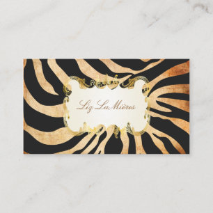 PixDezines vintage Zebra/Faux Pergament Visitenkarte