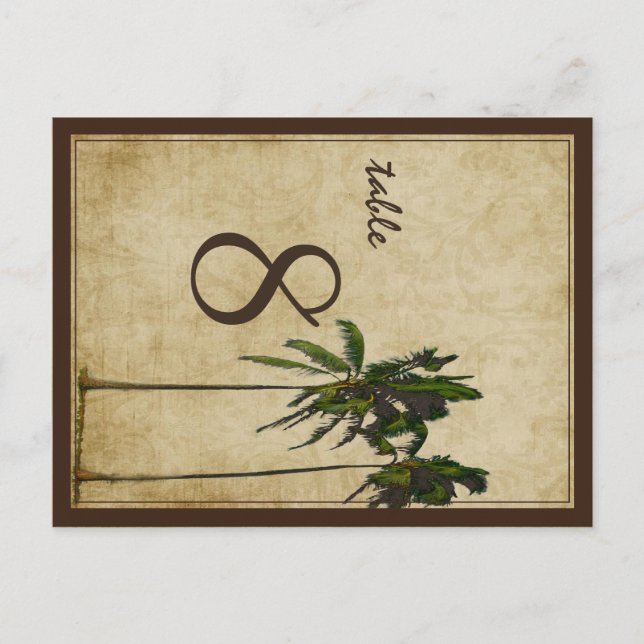PixDezines Vintage Zwillingspalmen/Schriftart mit  Postkarte (Vorderseite)