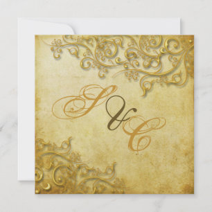 PixDezines Vintagen Imitat Gold Wirbel Einladung
