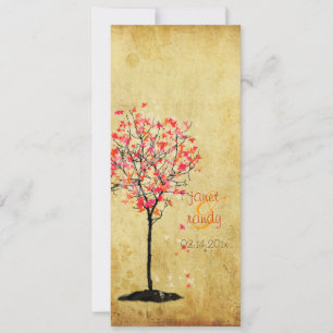 PixDezines Vintager Ahornbaum/rosa+orange Einladung