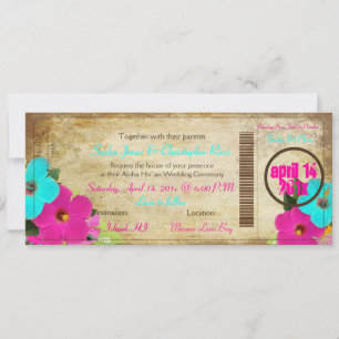 PixDezines Vintager Boarding Pass/Hibiskus Einladung