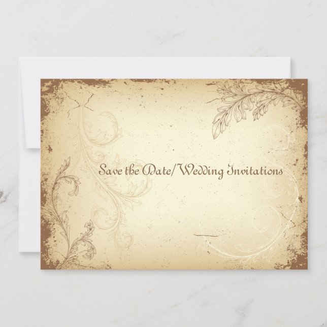 PixDezines Vintager brauner Blumenwalzenscroll Save The Date