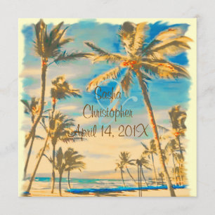 PixDezines Vintager hawaiianischer Strand/Gebirgsb Einladung