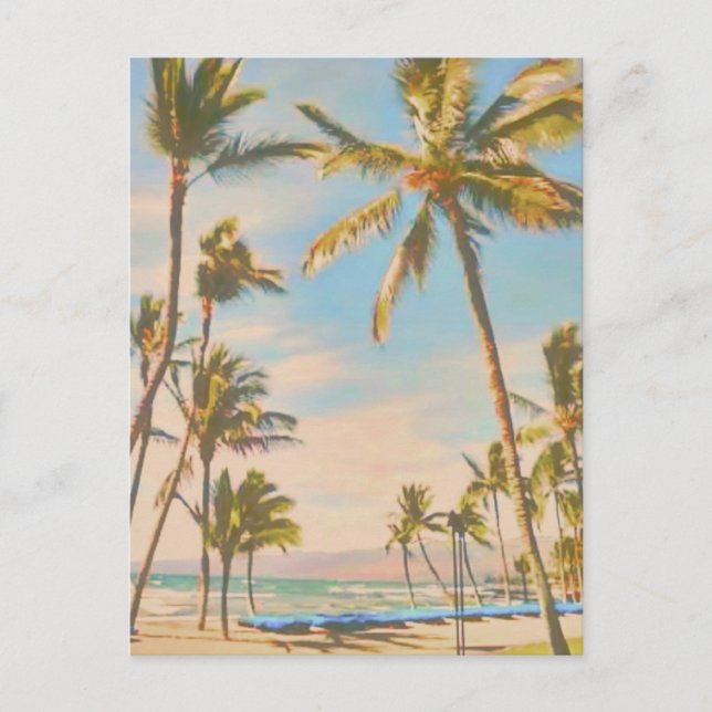 PixDezines Vintager hawaiianischer Strand Postkarte (Vorderseite)