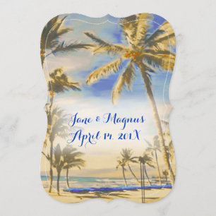 PixDezines Vintager Hawaiianstrand/Kobalt Einladung