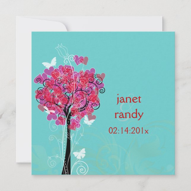 PixDezines Vintager Herzbaum/Deuchhintergrund Einladung (Vorderseite)