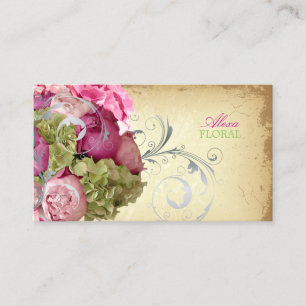 PixDezines Vintages Bouquet, Blumenfarben Visitenkarte