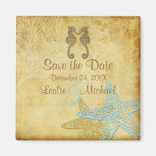 PixDezines Vintages Seepferd+Starfish/Save the Dat Magnet