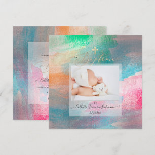PixDezines Wasserfarbe Gebürstet Taufe Mädchen Einladung
