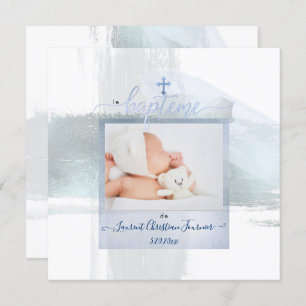 PixDezines Wasserfarbe Pinselstrich, Baptême garço Einladung