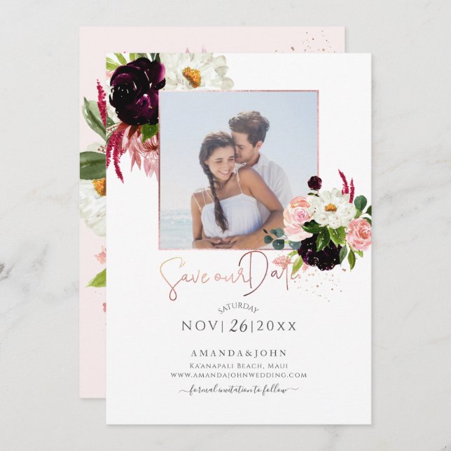 PixDezines Wasserfarbe Rustikales Blut, Save the D Einladung (Vorne/Hinten)