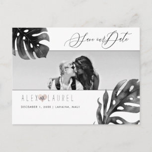 PixDezines Wasserfarbe Schwarz+Weiß, Save the Date Postkarte