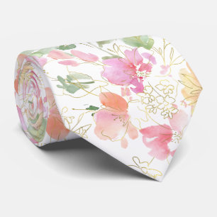 PixDezines Wasserfarbe Süßerbsen Rosa Rosa Gelb Krawatte