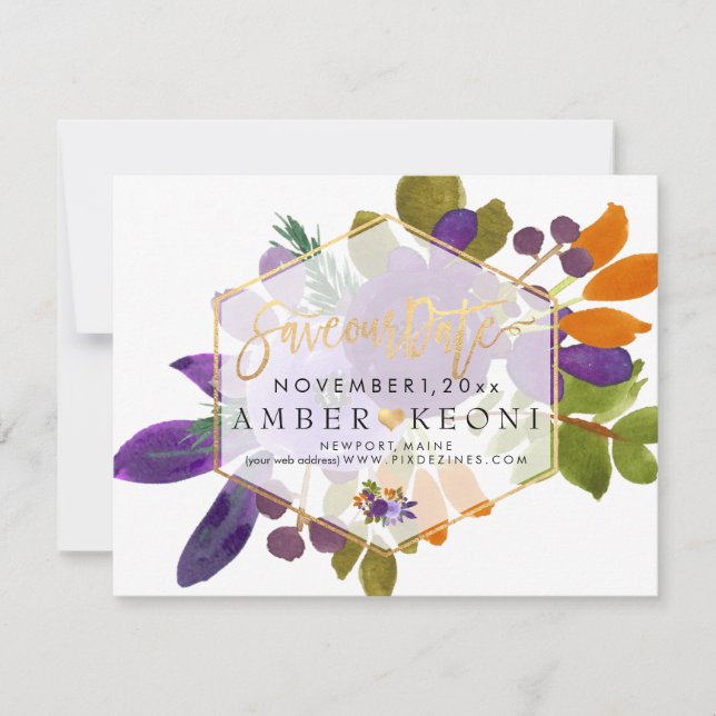 PixDezines Wasserfarben-Blume Save the Date (Vorderseite)