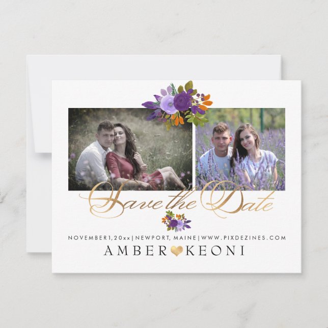 PixDezines Wasserfarben-Blume Save the Date (Vorderseite)