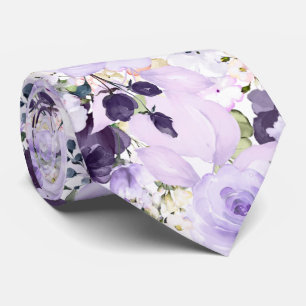 PixDezines Wasserfarben Blumen Lila Rosen Krawatte
