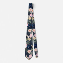 PixDezines Wasserfarben Blumen Navy Blau Rosa Hals
