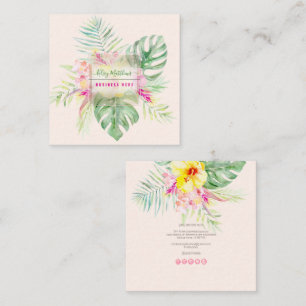 PixDezines Wasserfarben Elegantes Tropisches Parad Quadratische Visitenkarte