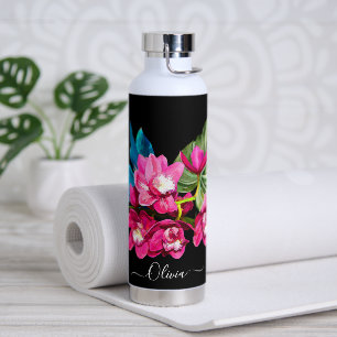PixDezines Wasserfarben-Fuchsie-Cymbidium-Orchidee Trinkflasche