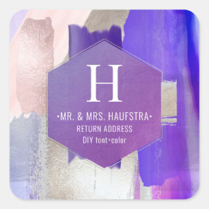 PixDezines Wasserfarben Pinsel Violett Silberbesen Quadratischer Aufkleber