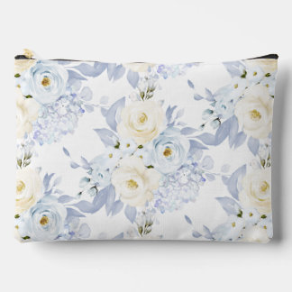 PixDezines Wasserfarben-Rosen Eisblau Creme Zubehörtasche